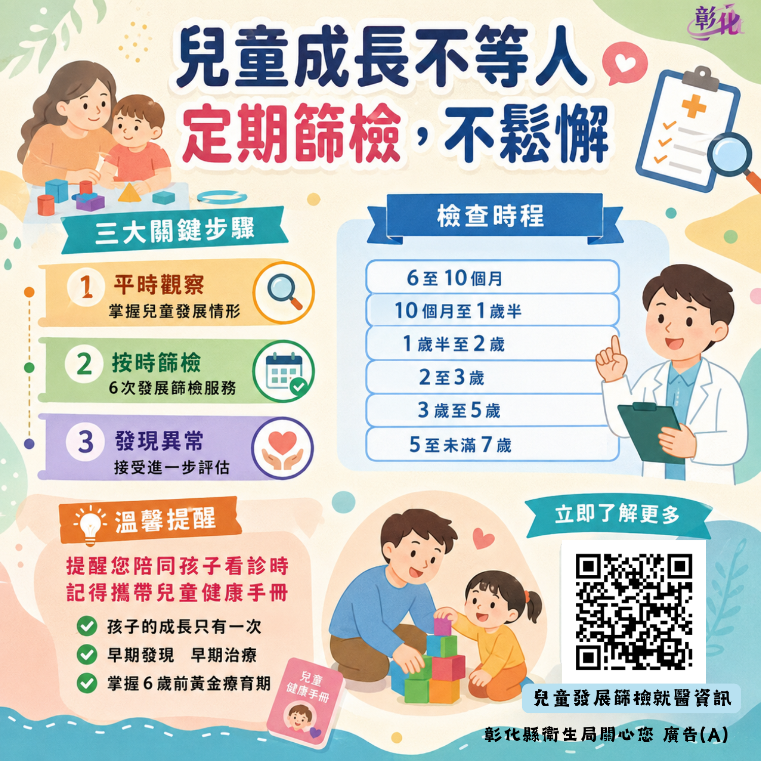 【定期發展篩檢,守護孩子的健康與未來】宣傳圖片